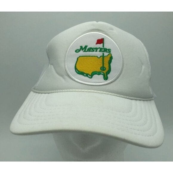 Masters Tournament Golf White Trucker Hat 5 Panel High Crown Snapback Cap OTTO - Picture 1 of 6